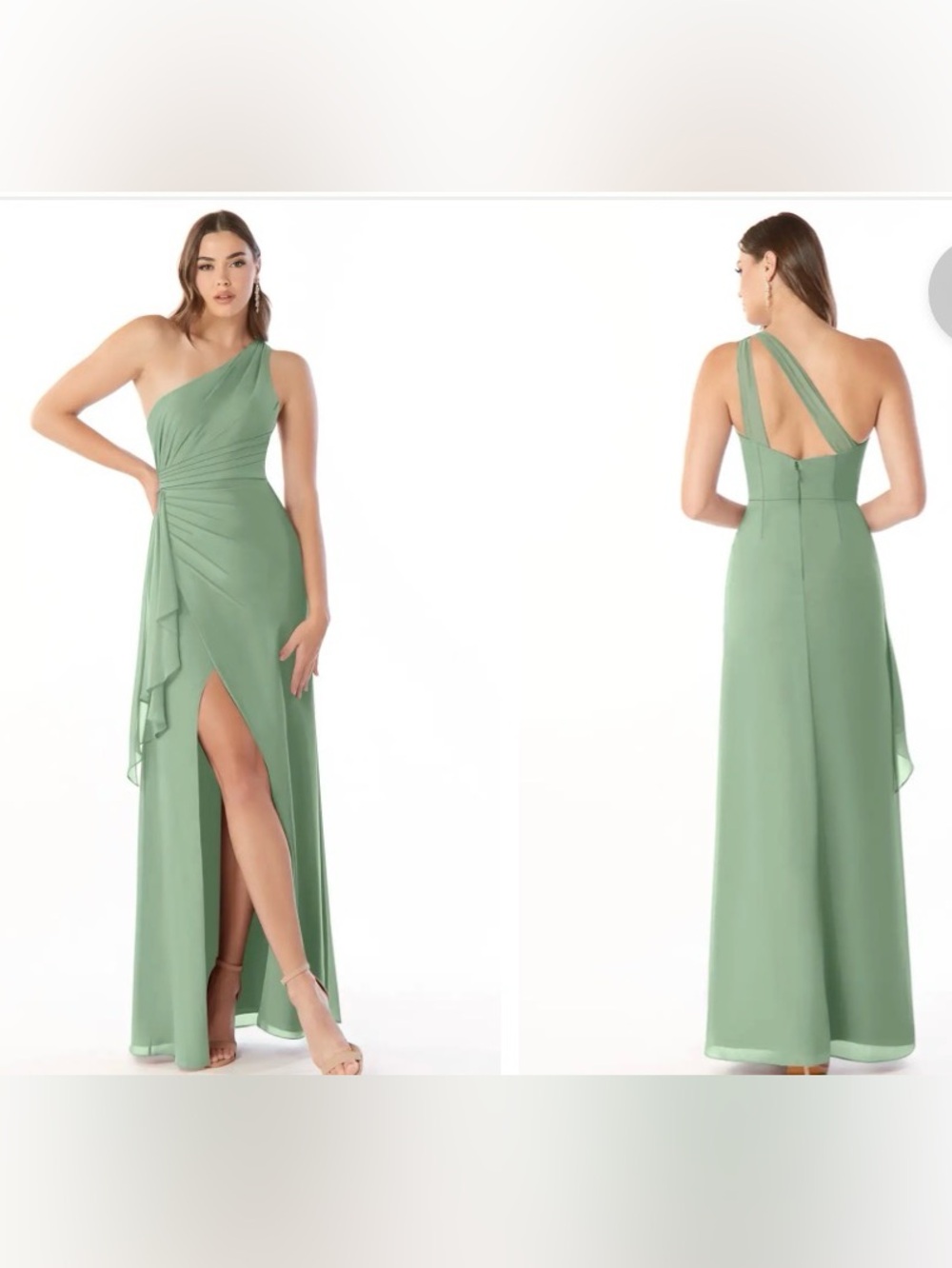 Azazie matcha green maive one shoulder size 6
